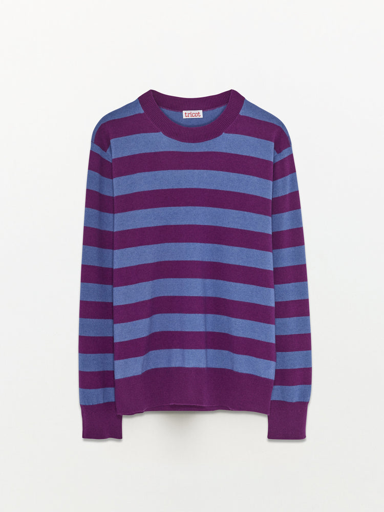 Men’s Magenta Recycled Cashmere & Cotton Striped Sweater
