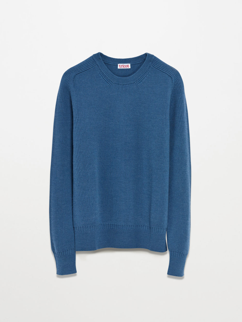 Men’s Blue Organic Wool Rib Crewneck