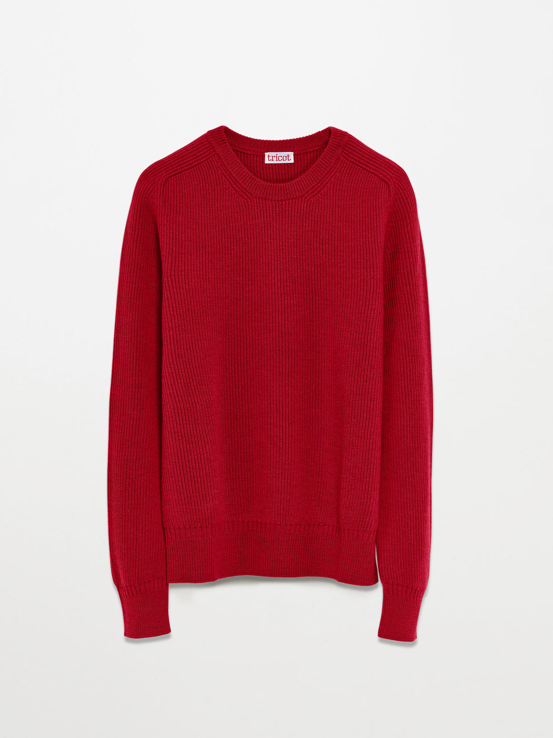 Men’s Red Organic Wool Rib Crewneck