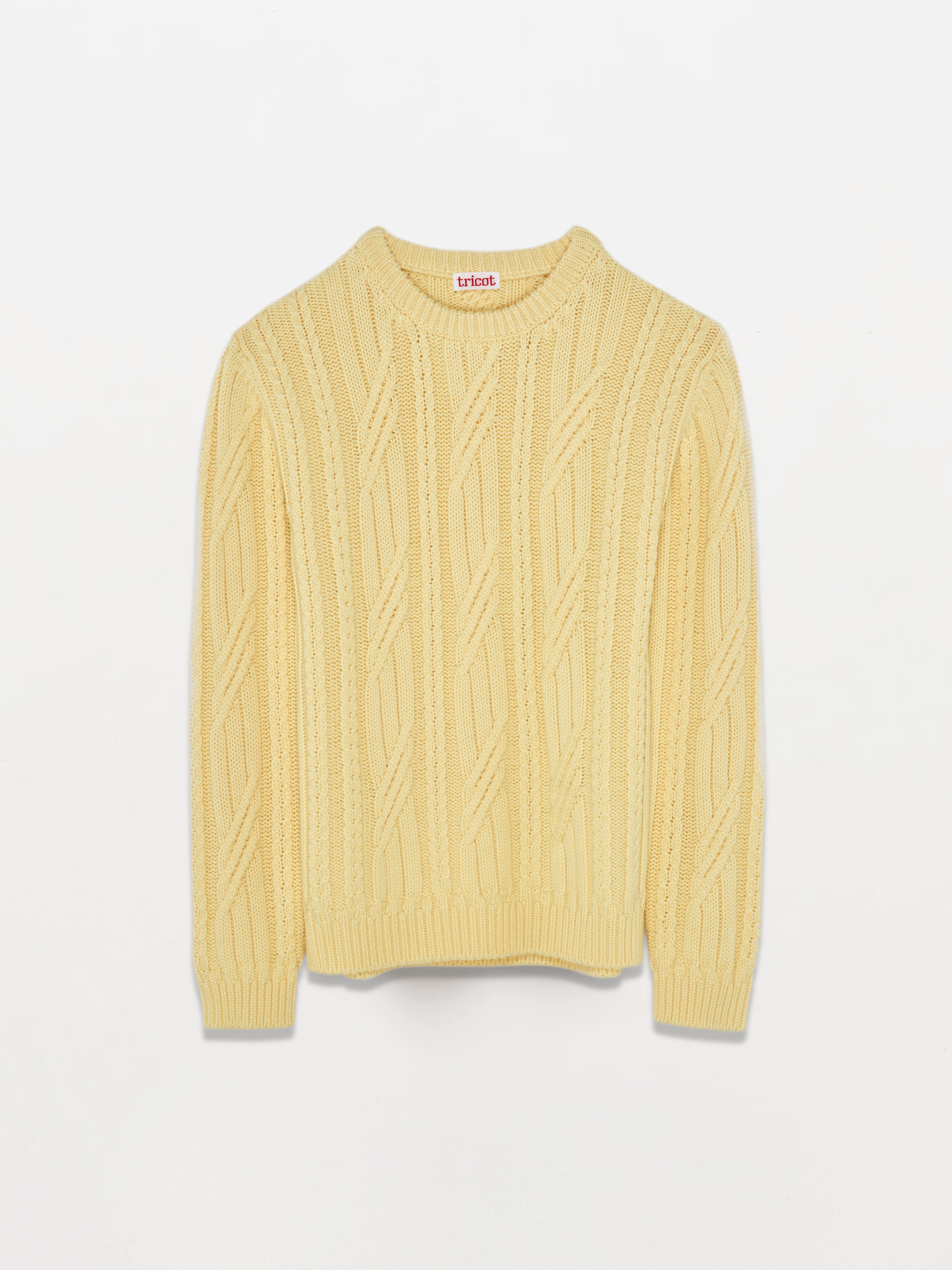 Men’s Yellow Organic Wool Cable Knit