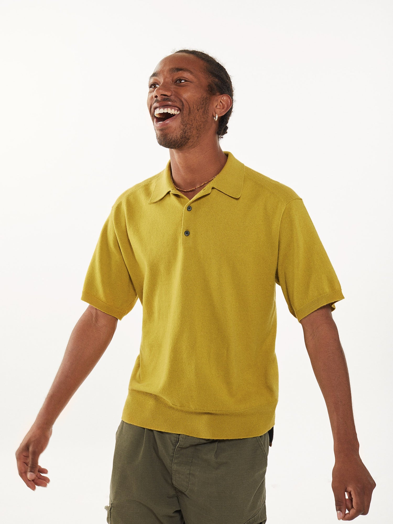 Men’s Yellow Recycled Cashmere & Cotton Polo