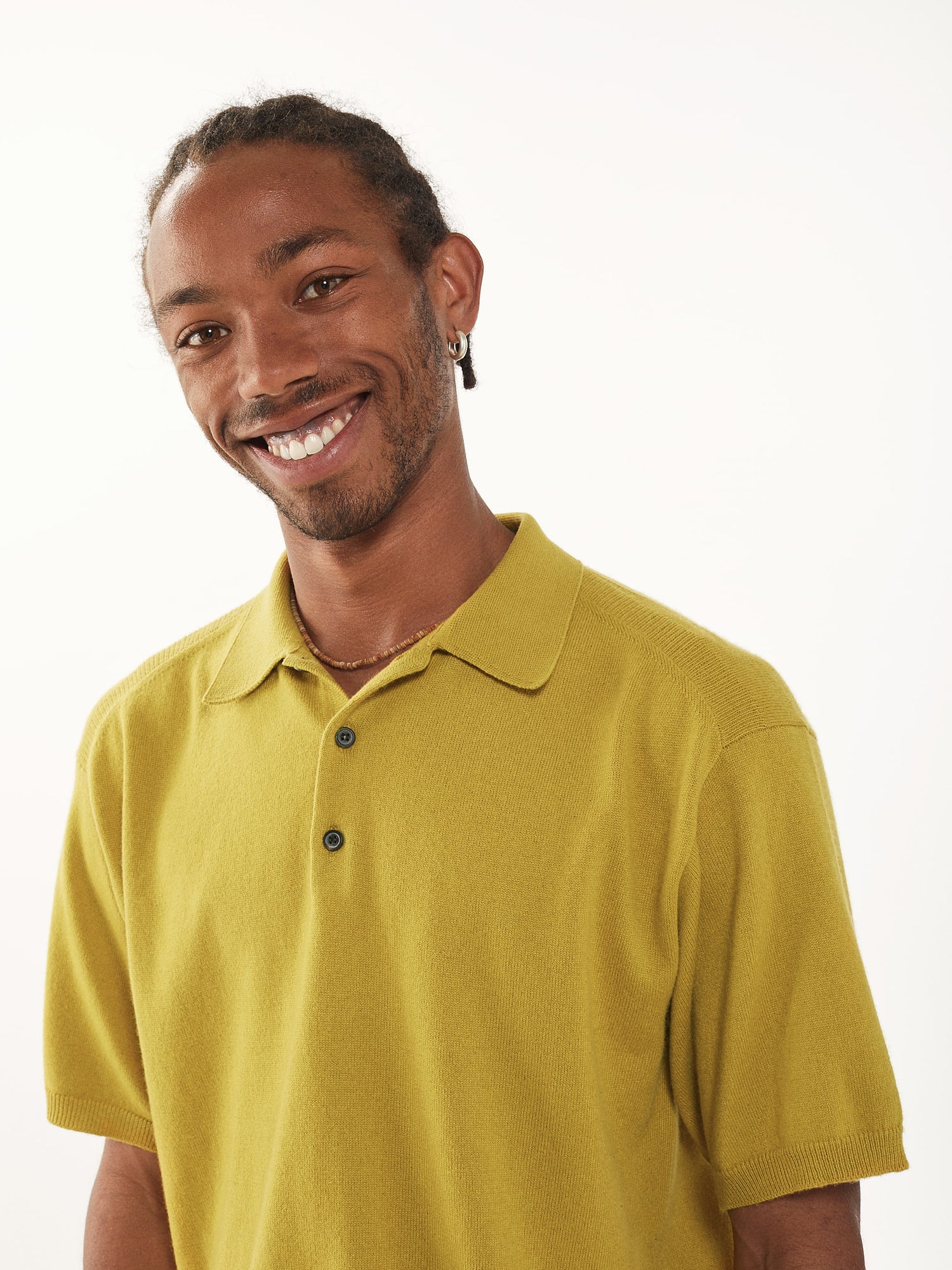 Men’s Yellow Recycled Cashmere & Cotton Polo