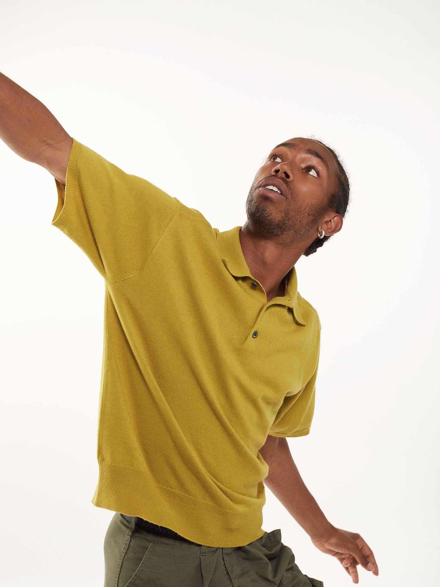 Men’s Yellow Recycled Cashmere & Cotton Polo