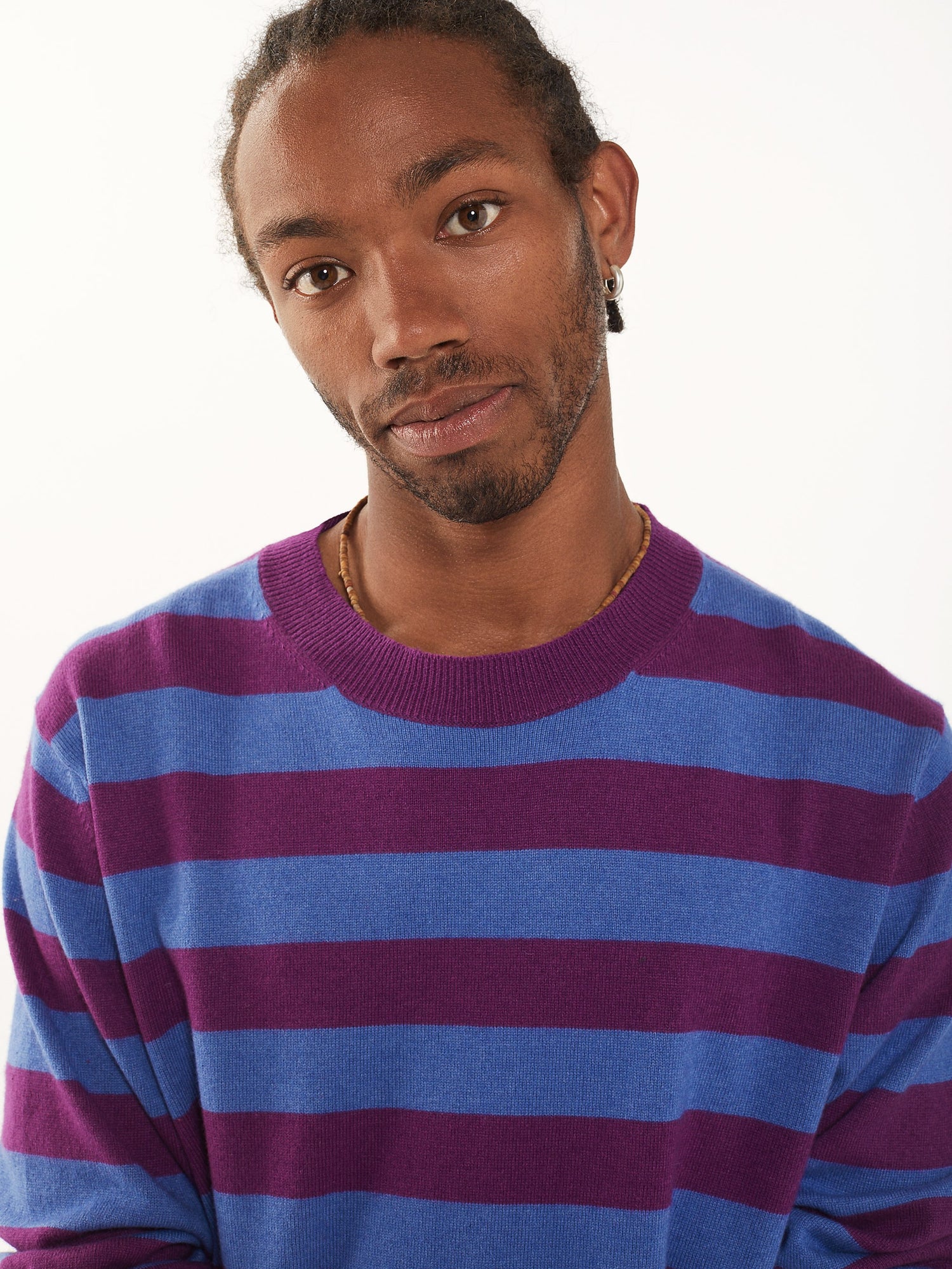 Men’s Magenta Recycled Cashmere & Cotton Striped Sweater