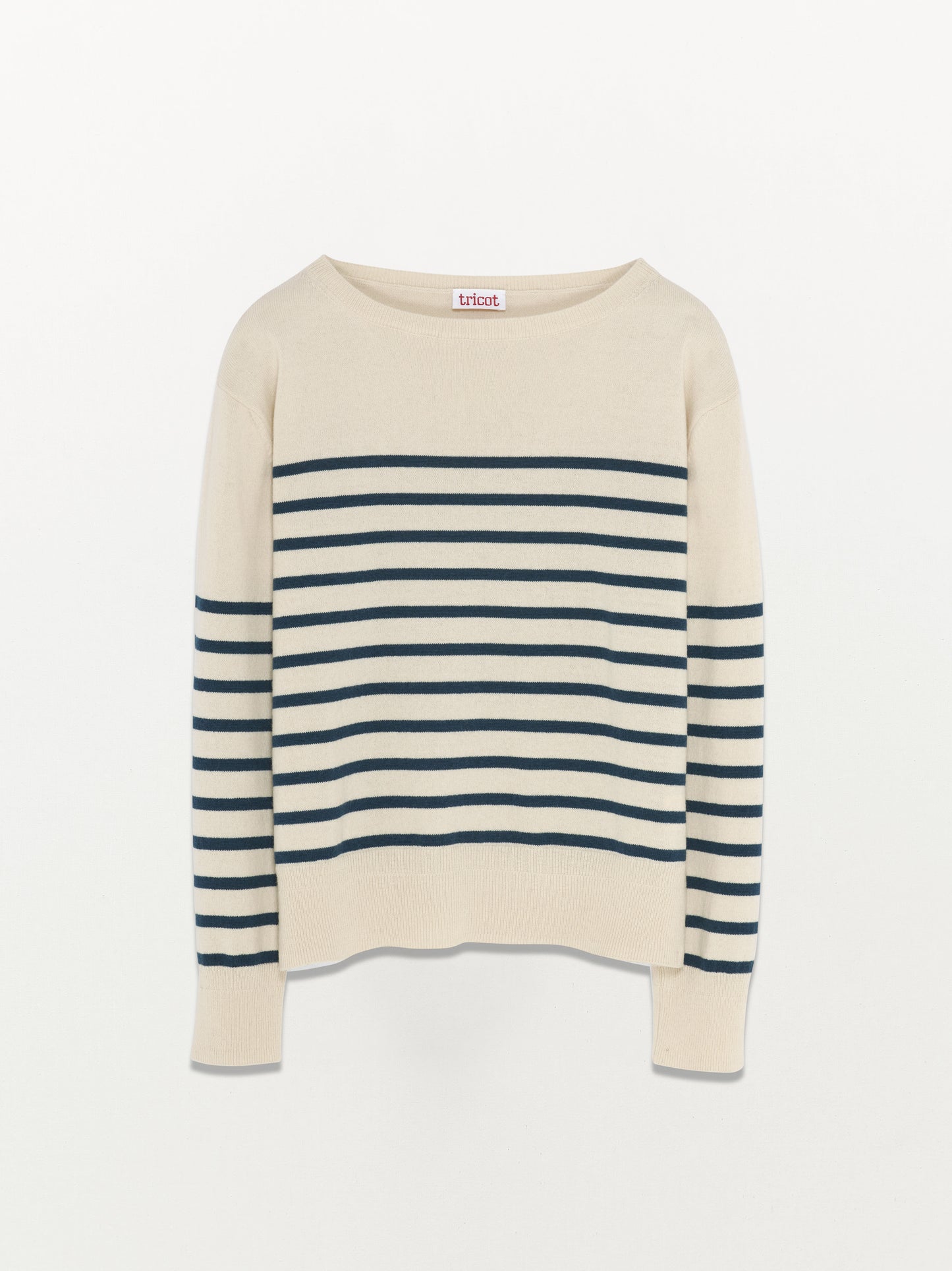 Women’s Off White Recycled Cashmere & Cotton Striped Sailor Sweater