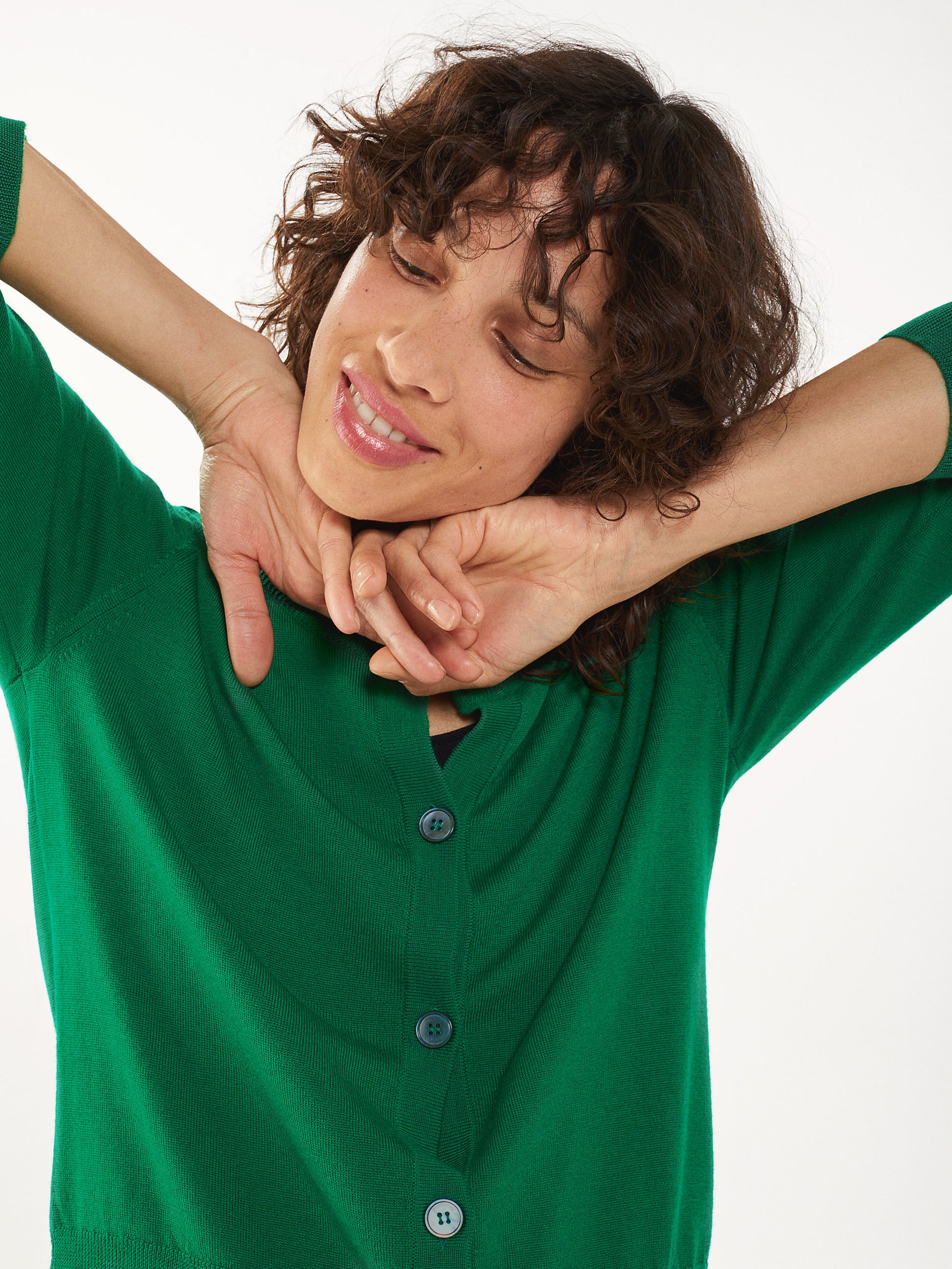 Women’s Green Extrafine Wool Crop Cardigan