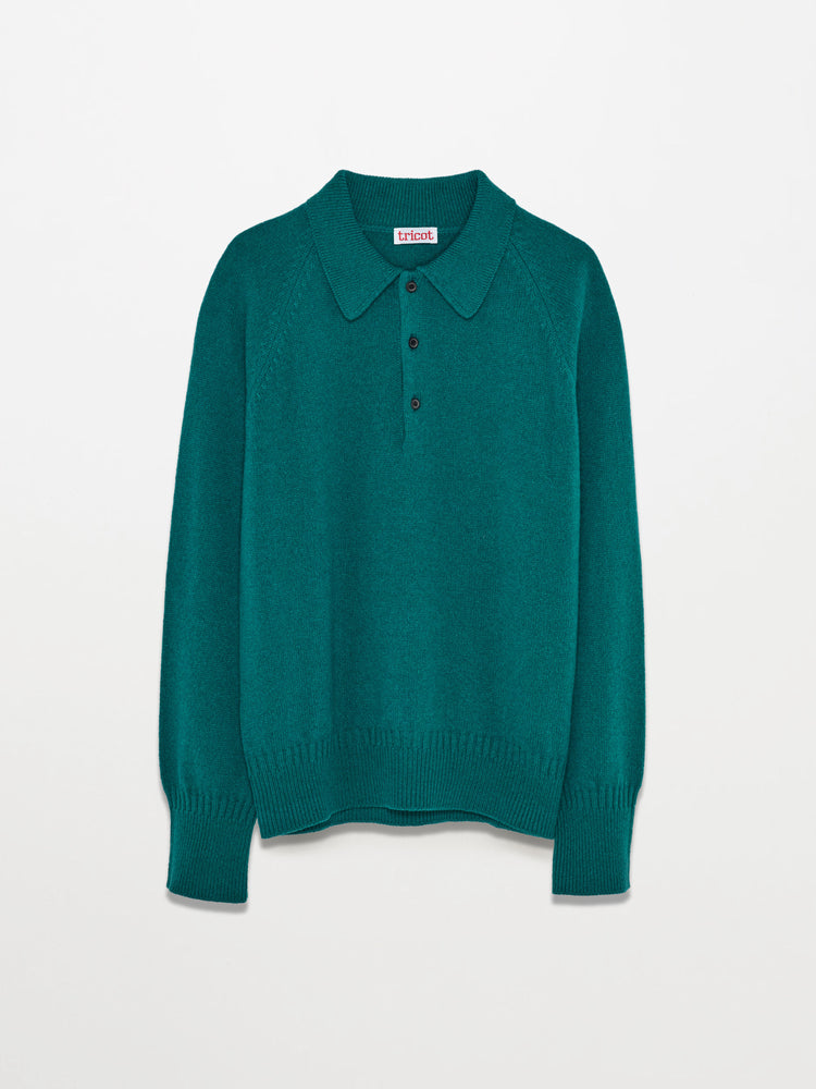 Women’s Bottle Green Recycled Cashmere Polo