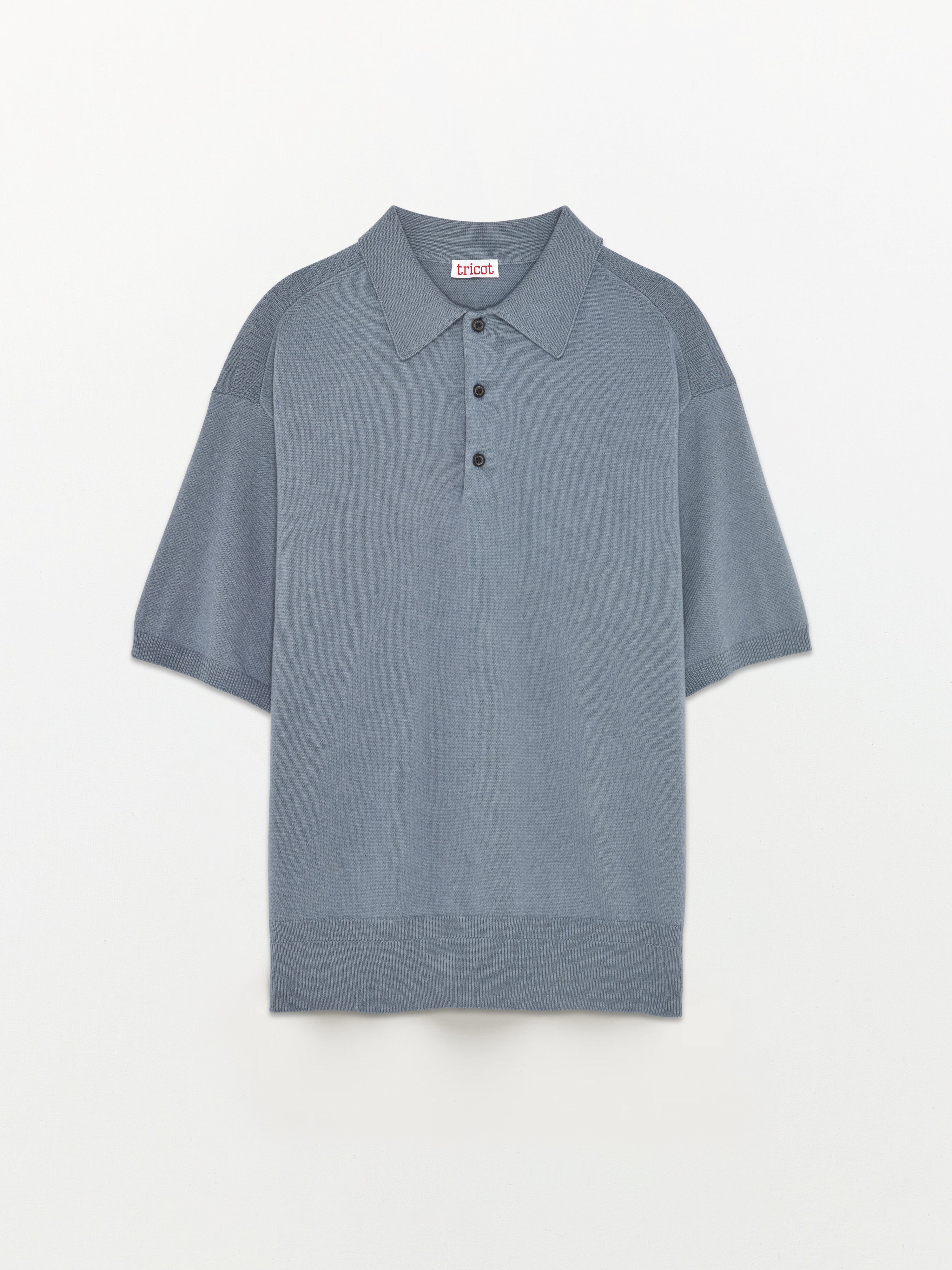Polo cachemire et coton Bleu acier Homme - Tricot