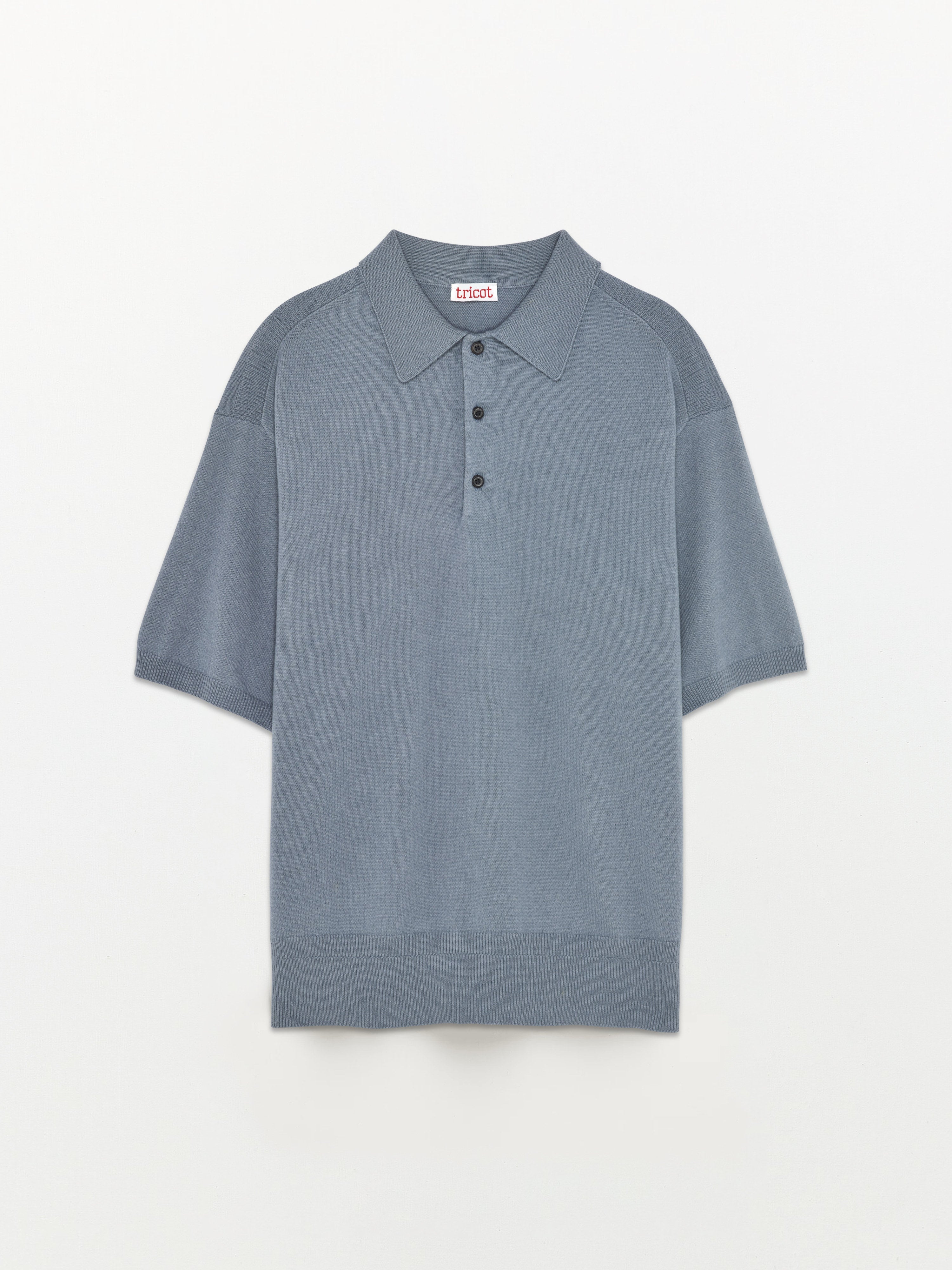 Polo cachemire et coton Bleu acier Femme - Tricot