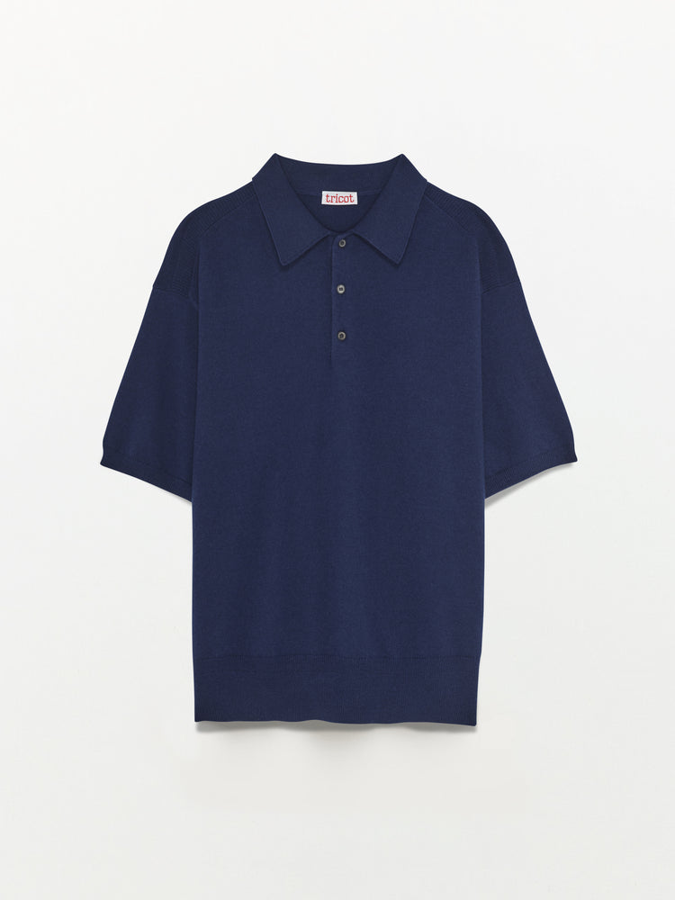 Men’s Navy Recycled Cashmere & Cotton Polo