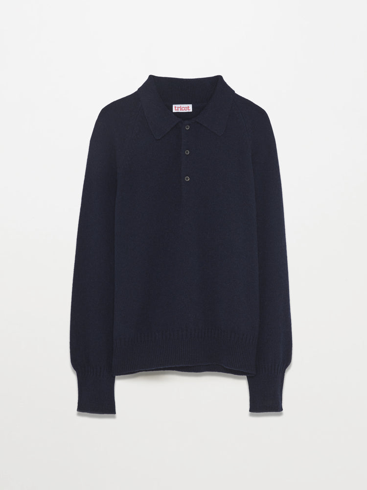 Women’s Dark Navy Recycled Cashmere Polo
