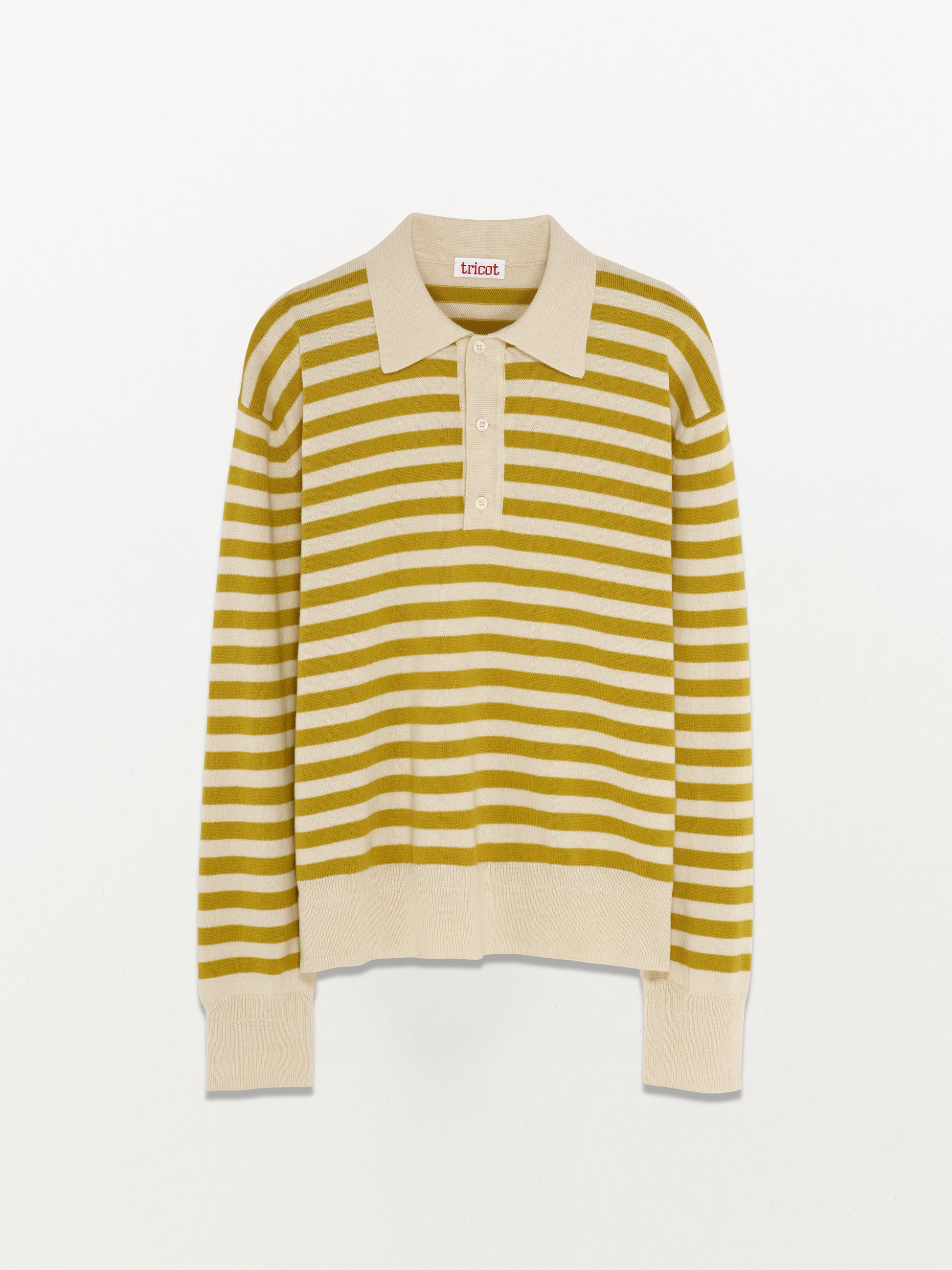 Women’s Yellow Recycled Cashmere & Cotton Striped Polo