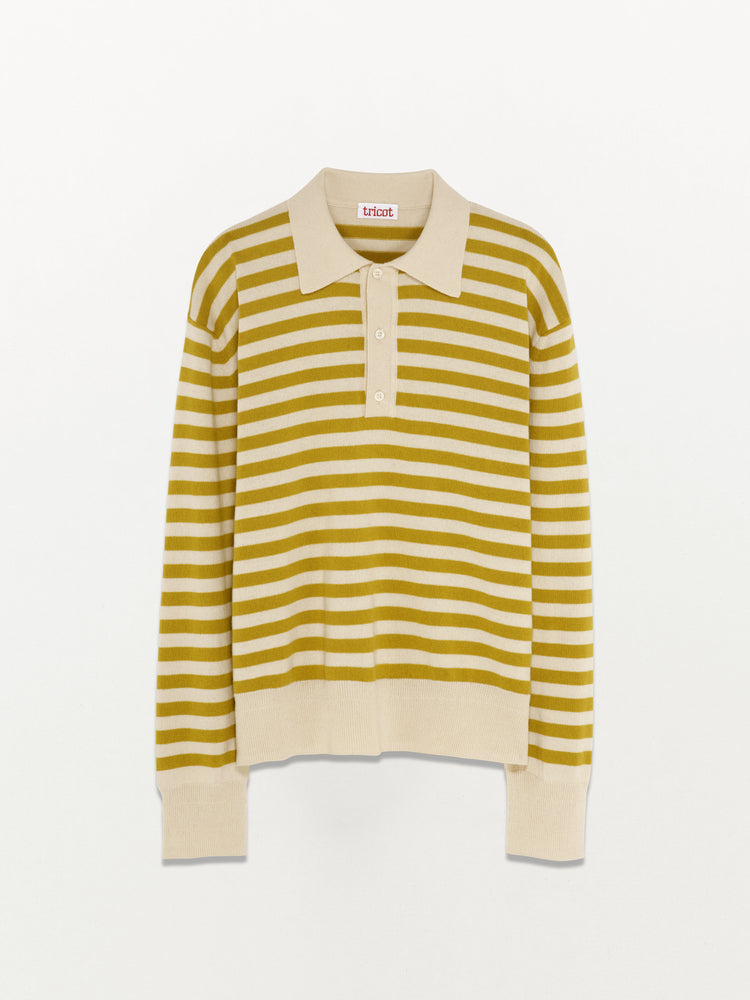 Men’s Yellow Recycled Cashmere & Cotton Striped Polo