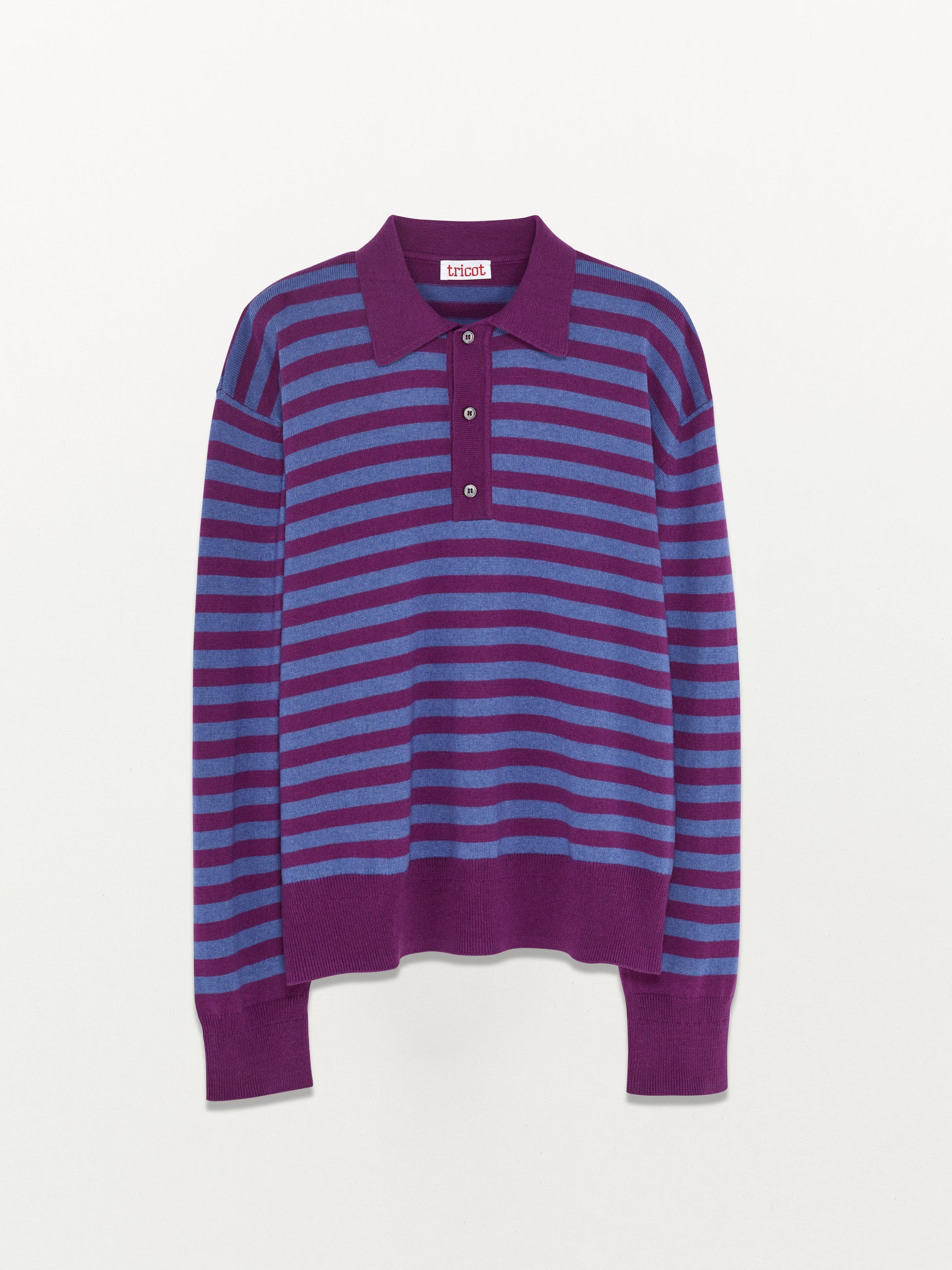 Men’s Magenta Recycled Cashmere & Cotton Striped Polo