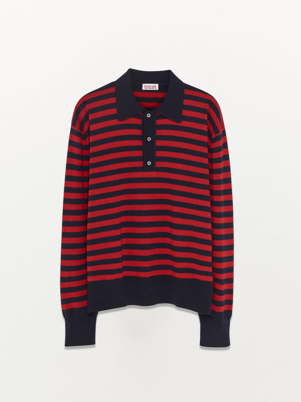 Women’s Navy Recycled Cashmere & Cotton Striped Polo