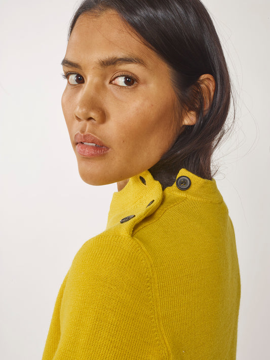 Women’s Yellow Organic Wool Fisherman Sweater