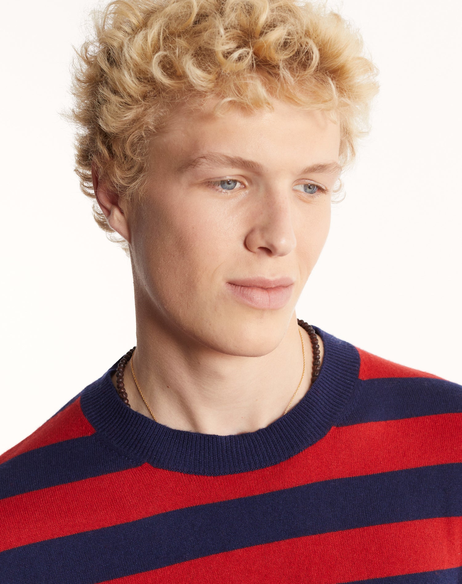 Men’s Navy Recycled Cashmere & Cotton Striped Sweater