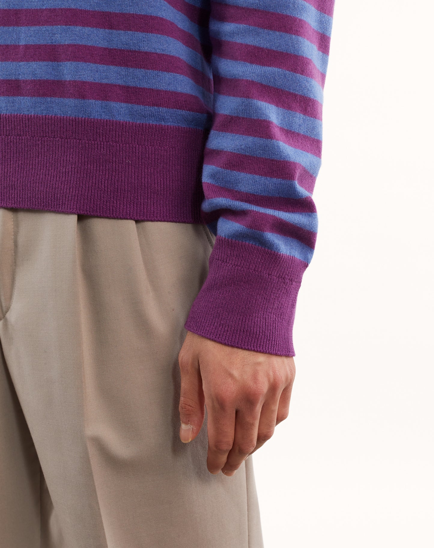 Men’s Magenta Recycled Cashmere & Cotton Striped Polo