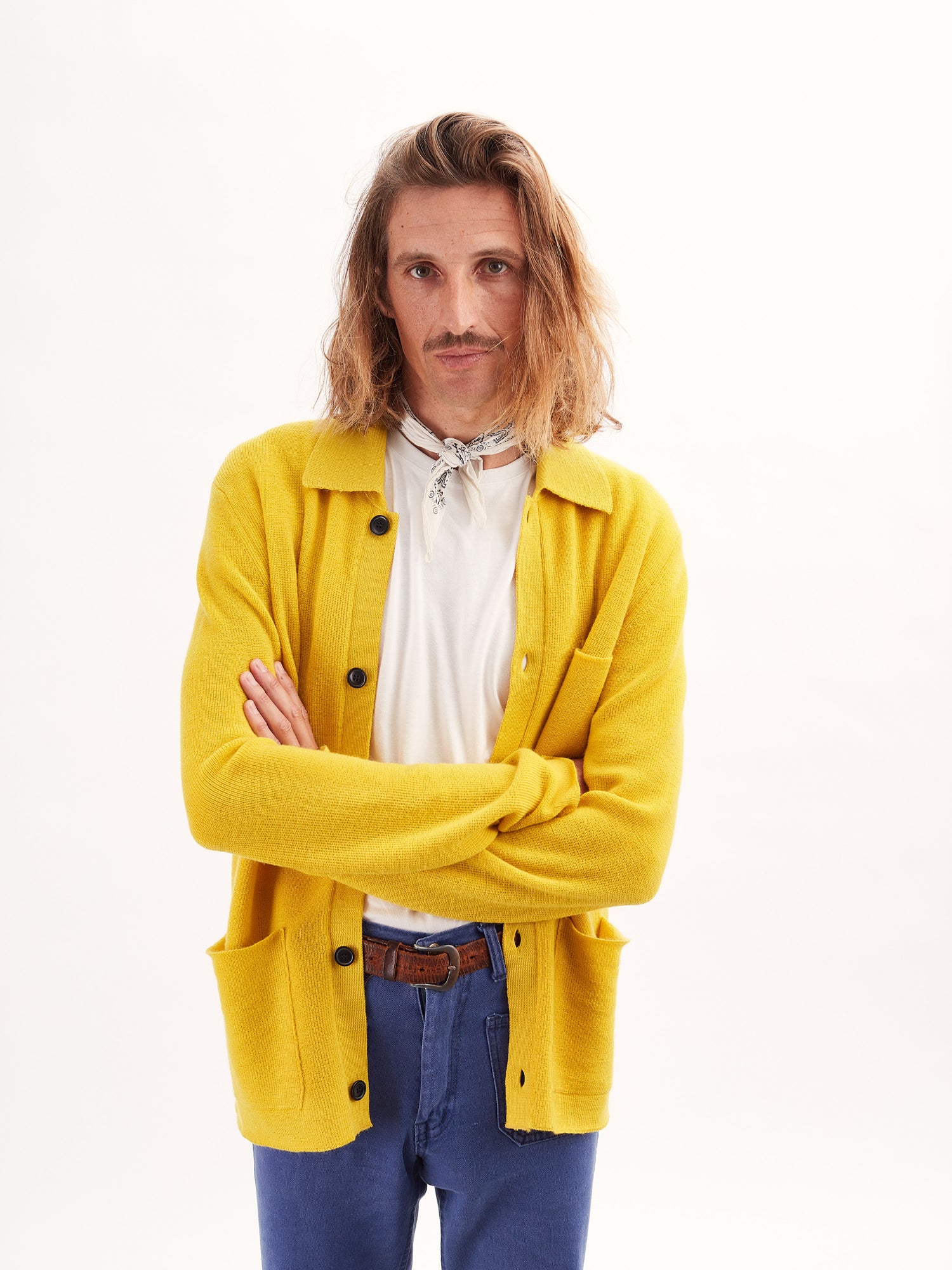 Veste worker laine bio Jaune pour hommes
