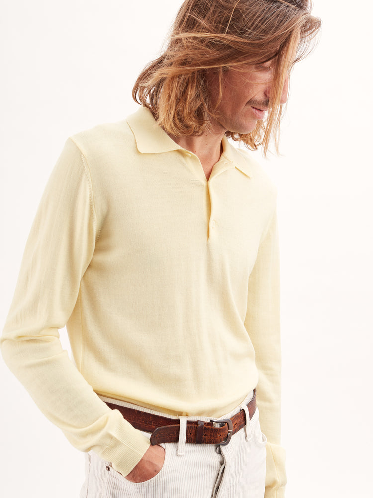 Men’s Yellow Extrafine Wool Polo