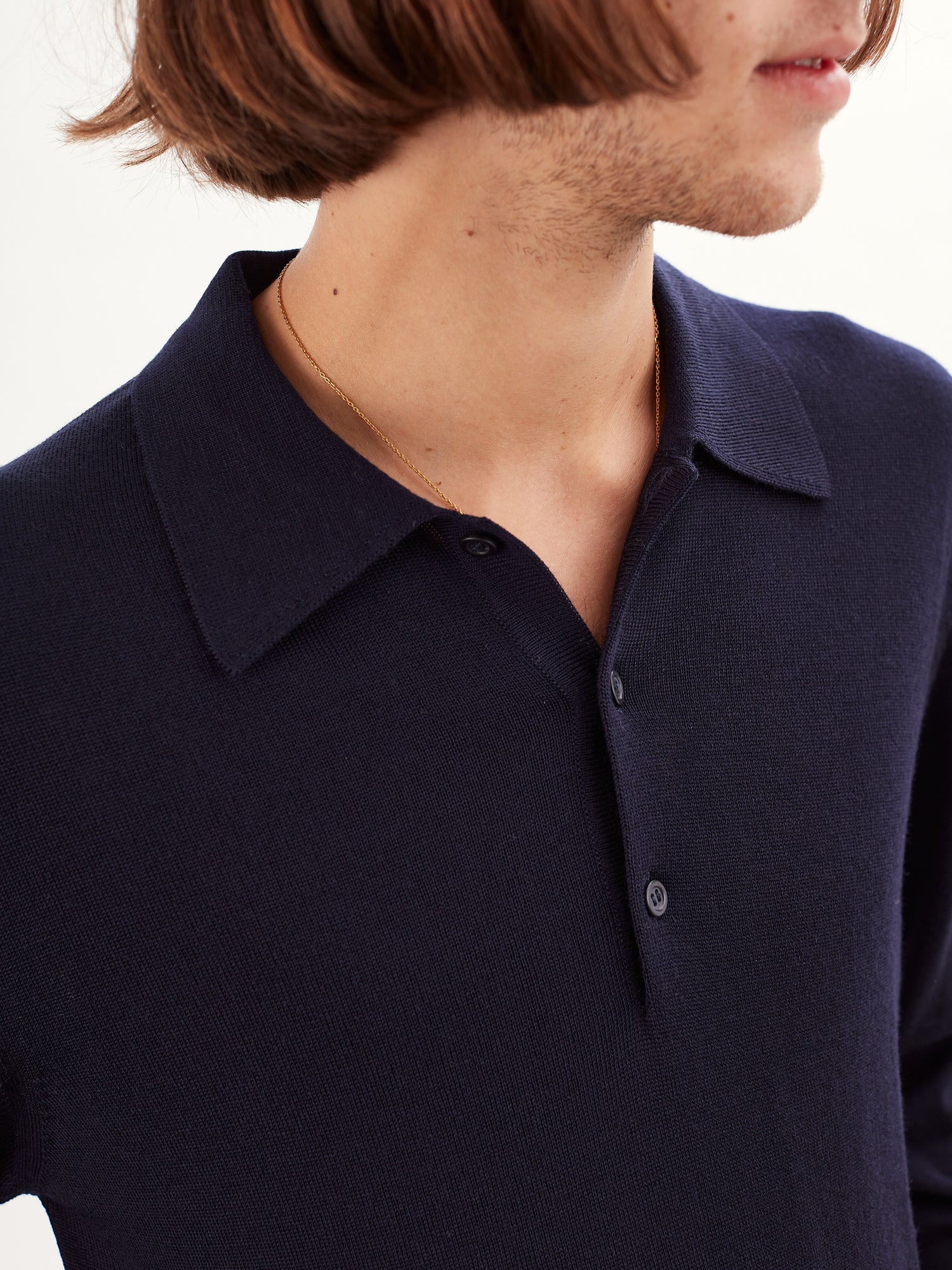 Men’s Navy Extrafine Wool Polo