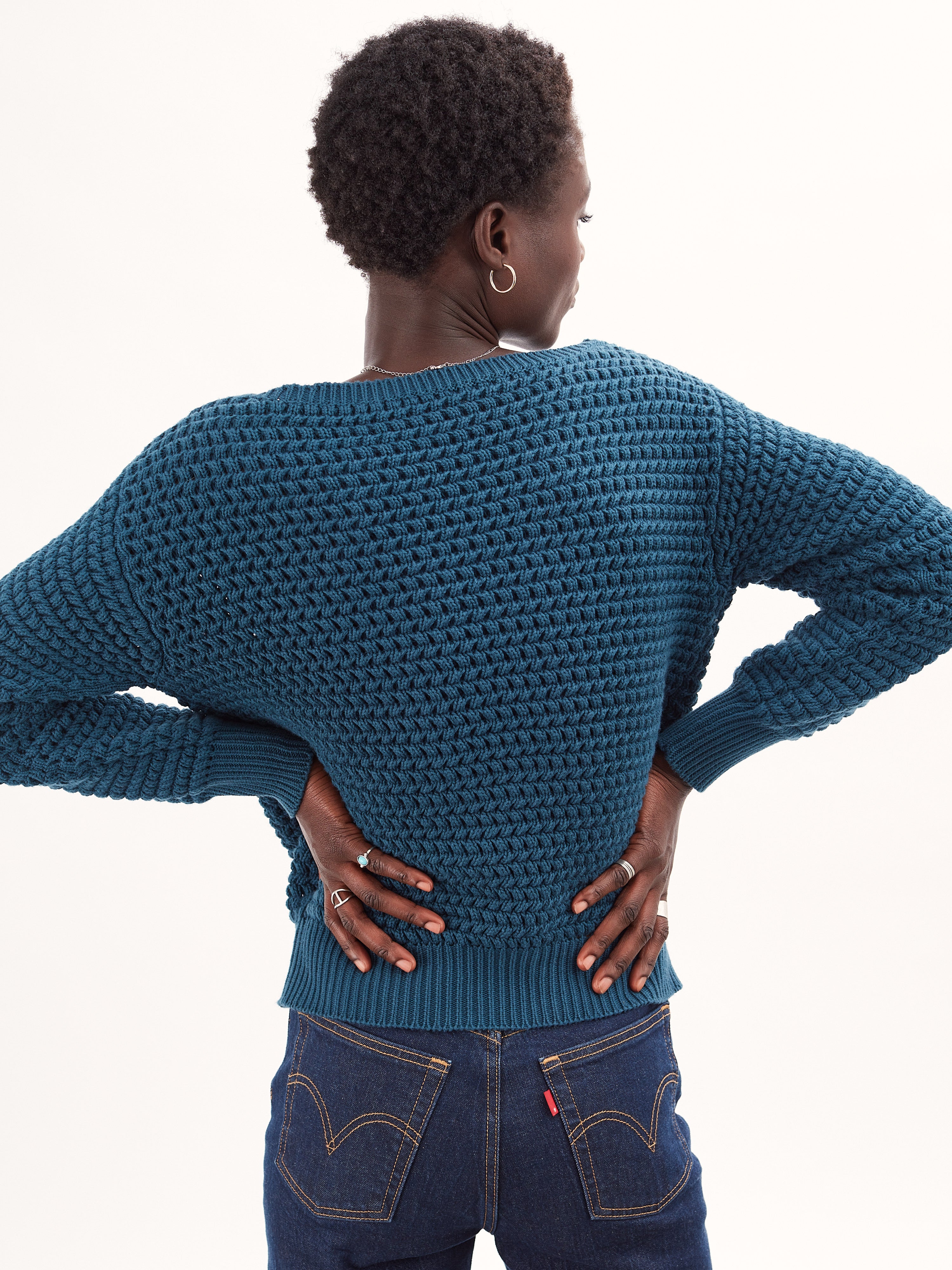 Women’s Blue Organic Cotton Boat Neck Sweater