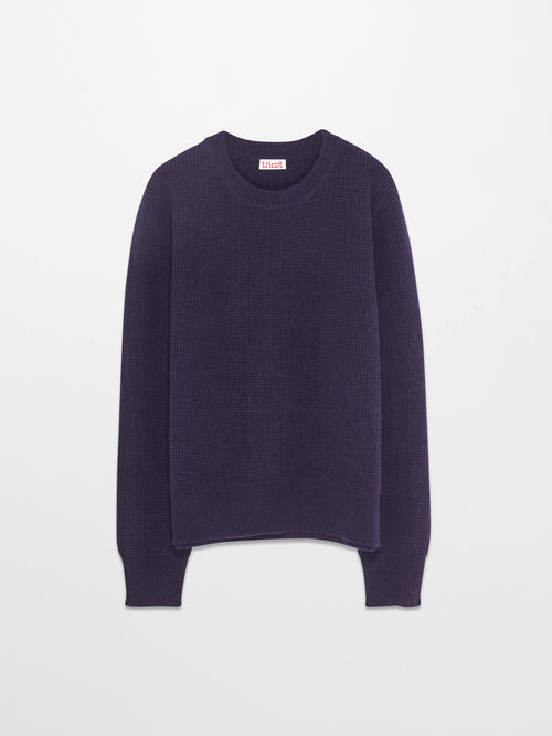 tricot Col rond laine & cachemire Prune Homme – Tricot